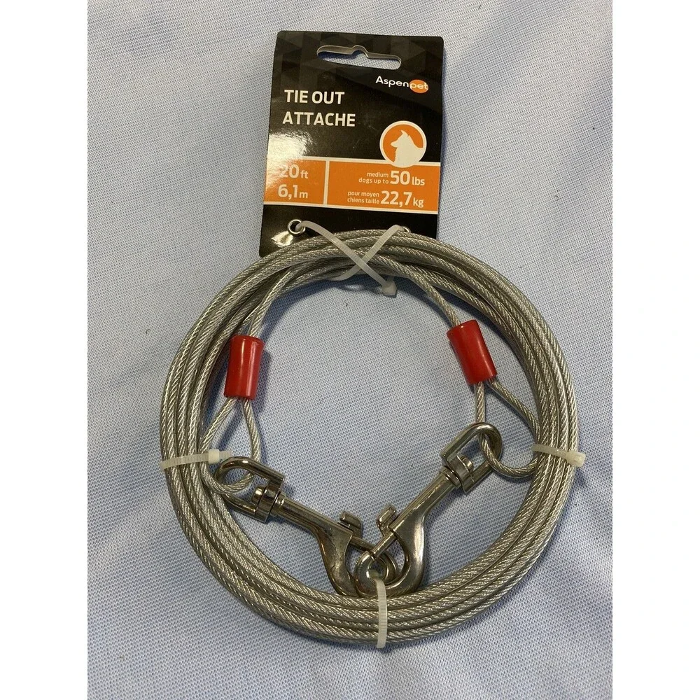 Petmate 1700-Pound Break Strength Tieout Cable, 20 - Feet Silver